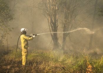 Image of RCC officer with fire hose